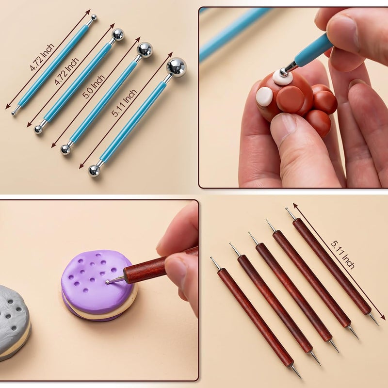 Amrules Clay Tools Kit, 27 PCS Red Pottery Tools, Practical Polymer Clay Sculpting Tools Kit, Air Dry Clay Tools Set for Adults, Pottery Craft, Dotting, Carving, Drawing, Molding, Modeling, Shaping - Image 5